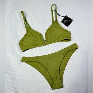 NWT High Cut Ribbed V-Wire Cami Bikini Set